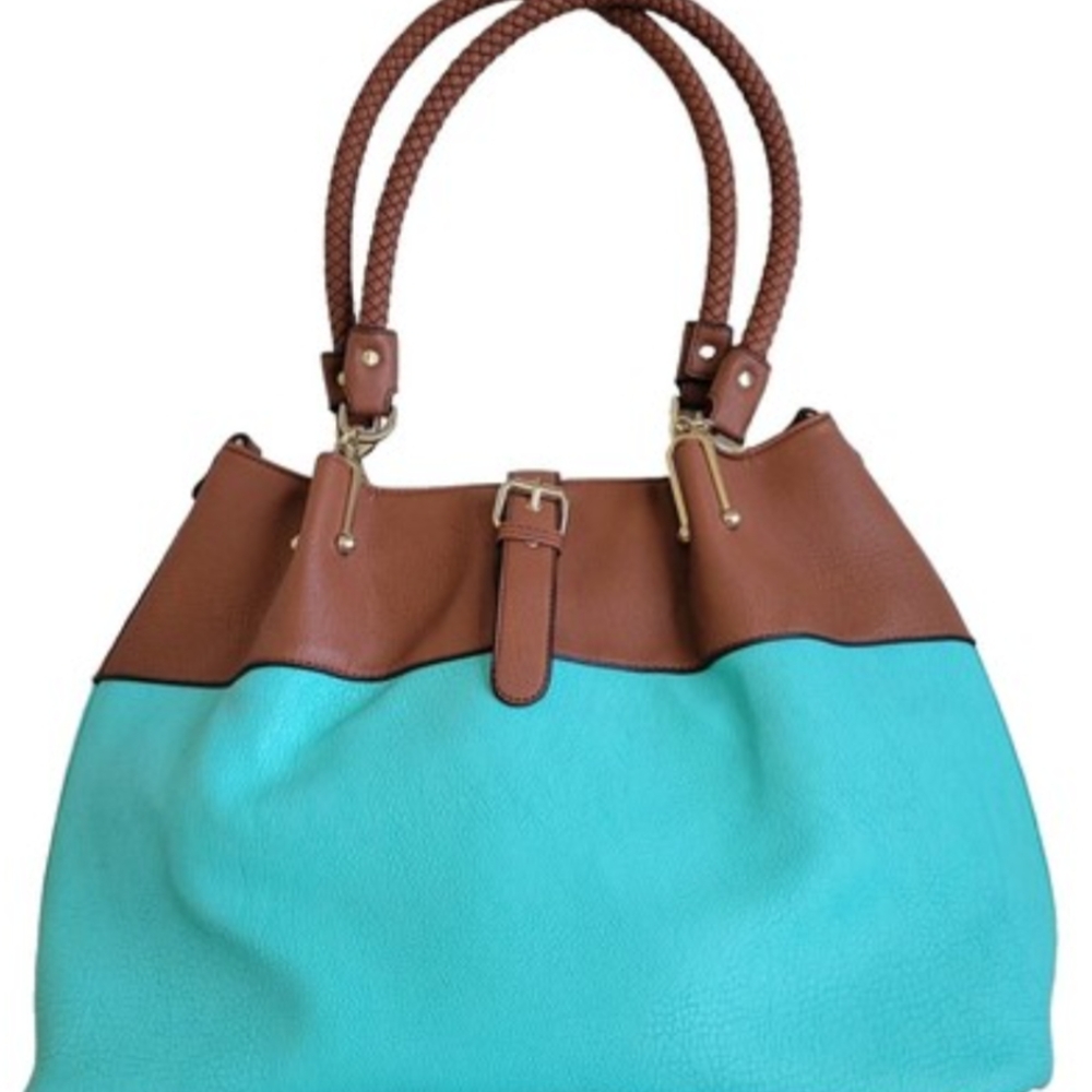 Black Rivet Turquoise Green Brown Women's Shoulder Handbag